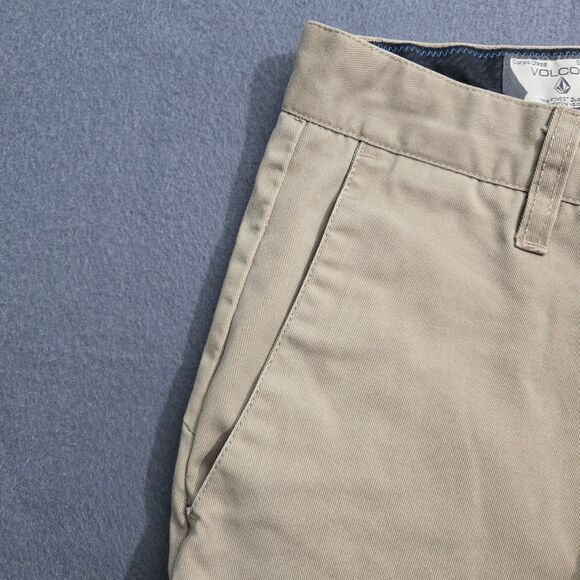 Volcom Men 31 Tan 10.5" Inseam Chino Flat Front Skater Shorts - Picture 3 of 13